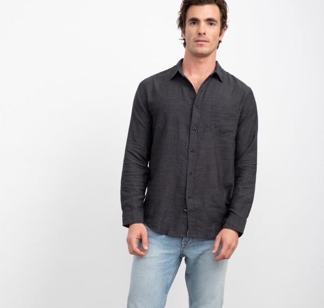 Luxury Rails Men's Wyatt Shirt Black Chambray Cotton Small - photo 2