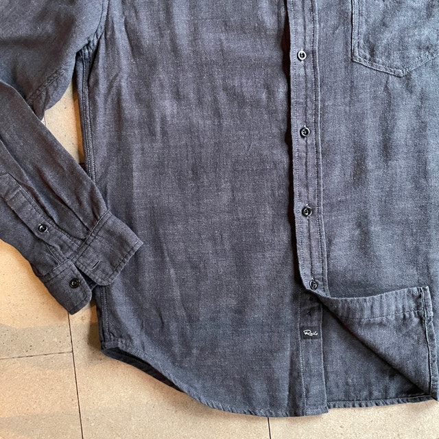 Luxury Rails Men's Wyatt Shirt Black Chambray Cotton Small - photo 5