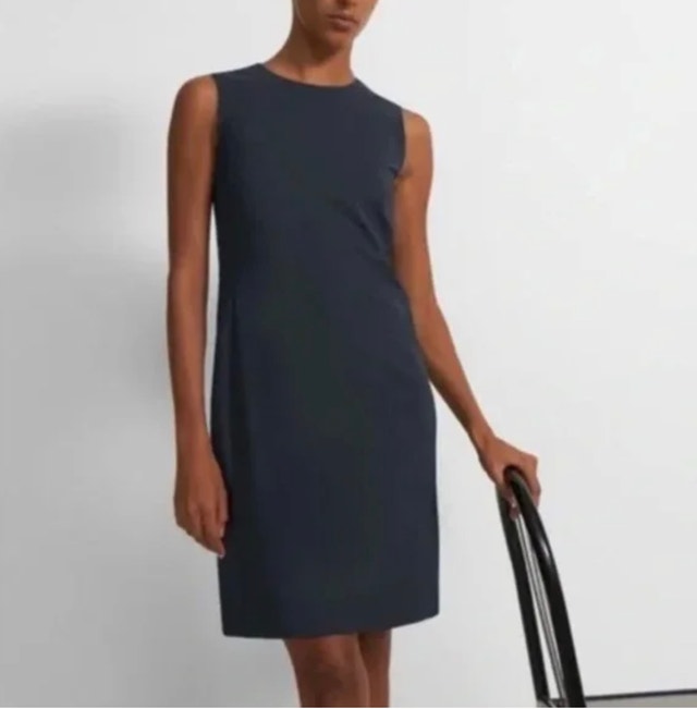 Theory Caileen Corbel Charcoal Grey Stretch Wool Sheath Dress-0 - photo 2