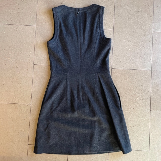 Theory Caileen Corbel Charcoal Grey Stretch Wool Sheath Dress-0 - photo 4