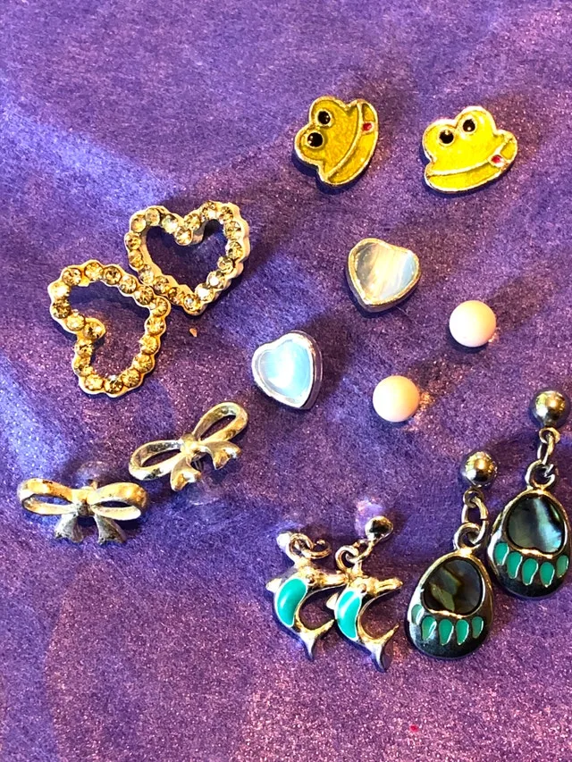 7 cute stud earrings - great assortment for kids