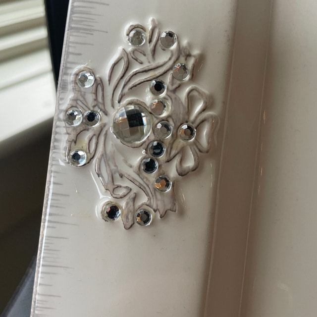 White Square Passover Matzoh Plate with Rhinestones - 12" - photo 3