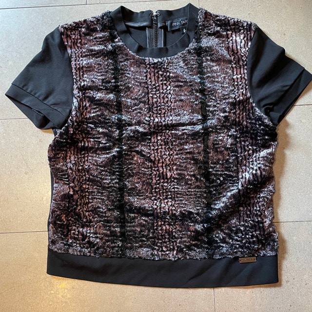 Pink Tartan Short Sleeve Velvet Top - Small