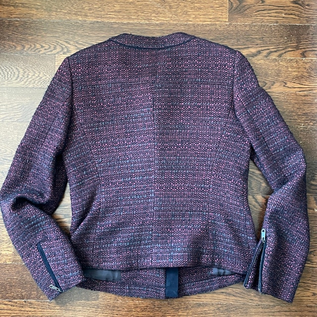 Hugo Boss Women's Burgundy Red and Navy Tweed Jacket - Size 6 - photo 4