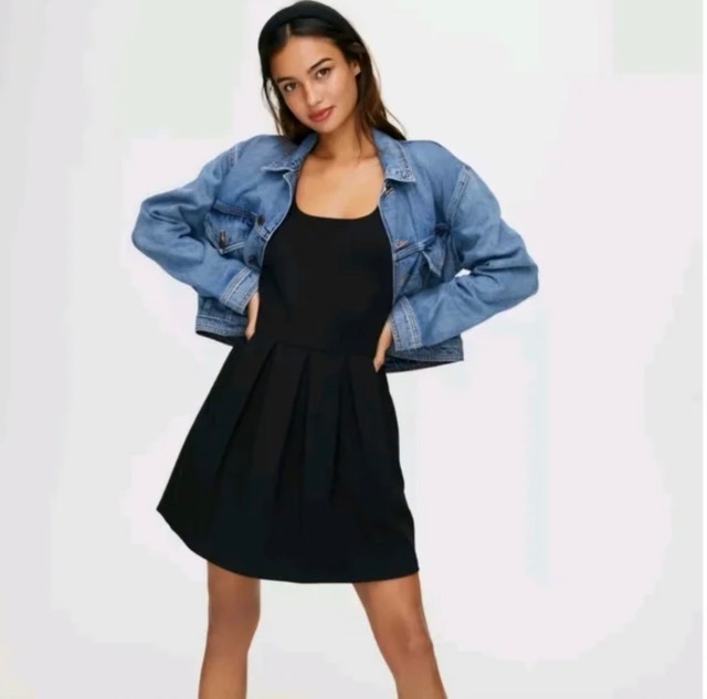 Aritzia Wilfred Tartine Black Sleeveless Mini Dress w/ pockets-6 - photo 2