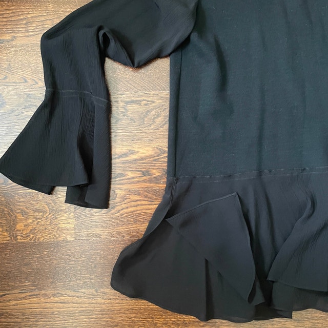Theory Black Lexanda C Idol Bell-Sleeve Top Wool/Silk-Medium - photo 3