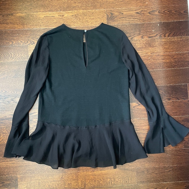 Theory Black Lexanda C Idol Bell-Sleeve Top Wool/Silk-Medium - photo 5