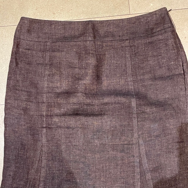 Brown Linen and Silk Lida Baday Skirt - Size 10 - photo 2