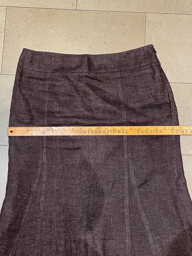 Brown Linen and Silk Lida Baday Skirt - Size 10 - photo 5