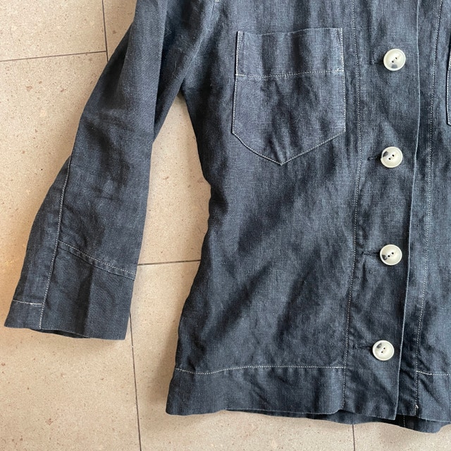 Ewanika Black Linen Stretch Jacket Top - Size Small - photo 2