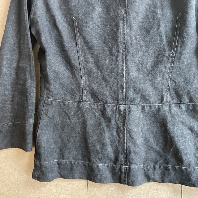 Ewanika Black Linen Stretch Jacket Top - Size Small - photo 5