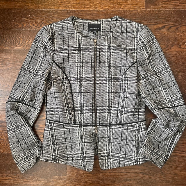 Judith & Charles Tweed Black/White Plaid Blazer/Jacket-Sz.8