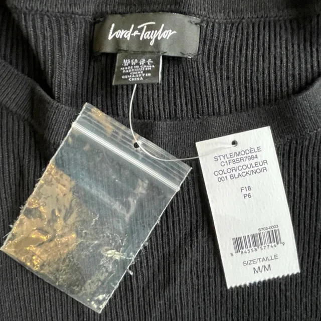 NEW Lord & Tailor Black Knit Sweater Tunic - MED - photo 2