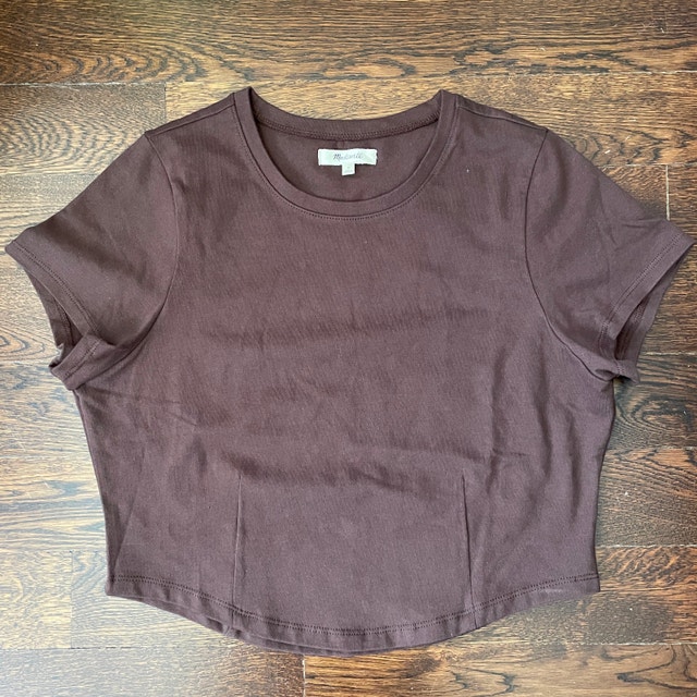 Madewell Brown Cotton Crop T-Shirt - Medium - NEW