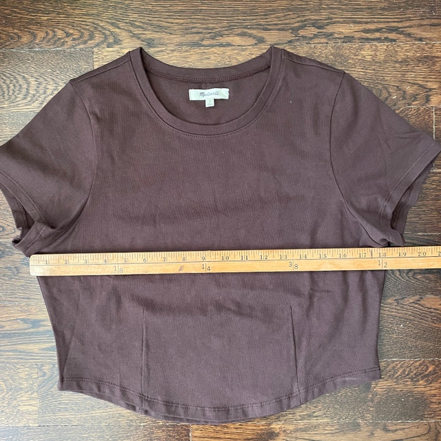 Madewell Brown Cotton Crop T-Shirt - Medium - NEW - photo 4
