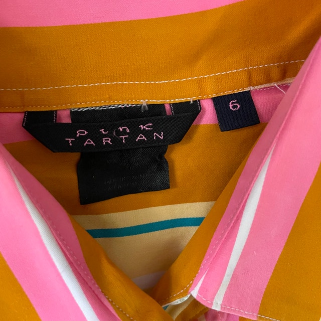 Pink Tartan Women's Striped Shirt/Blouse - Pink/Orange - Sz. 6 - photo 3