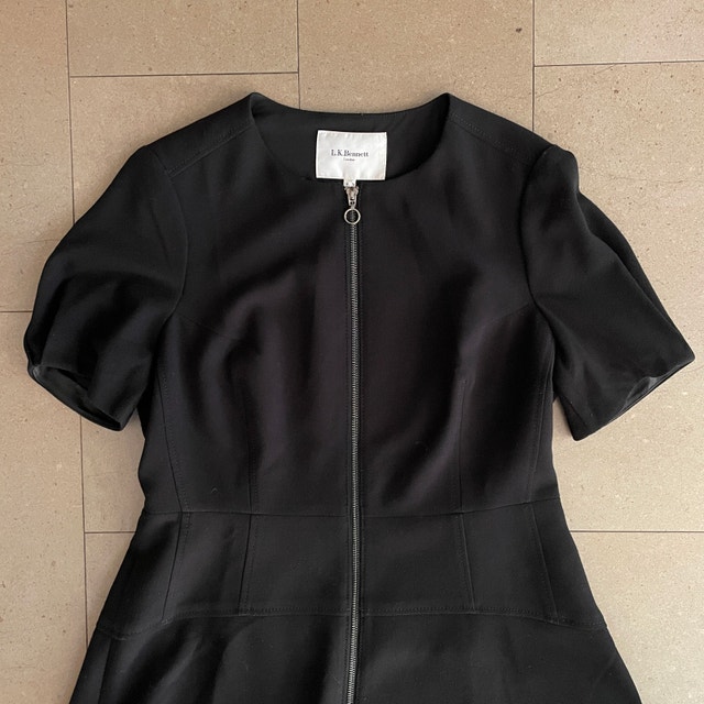 L.K. Bennett London Black Dress - Front Zipper - Size 12 - photo 2