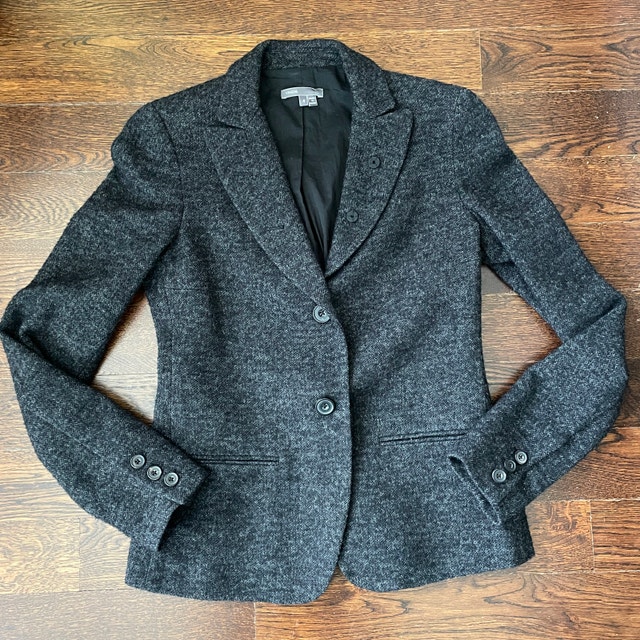 Vince Wool Blend Charcoal Gray Tweed Blazer - Size 4