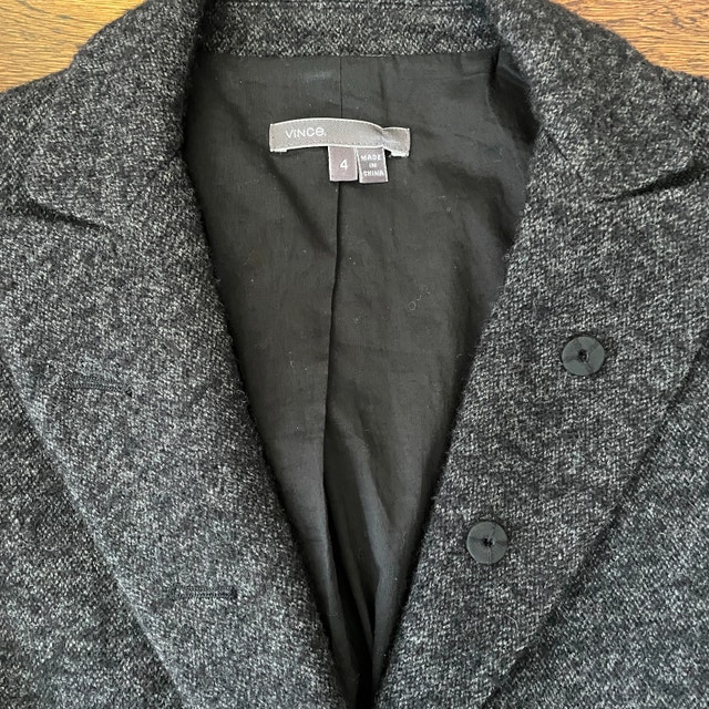 Vince Wool Blend Charcoal Gray Tweed Blazer - Size 4 - photo 2