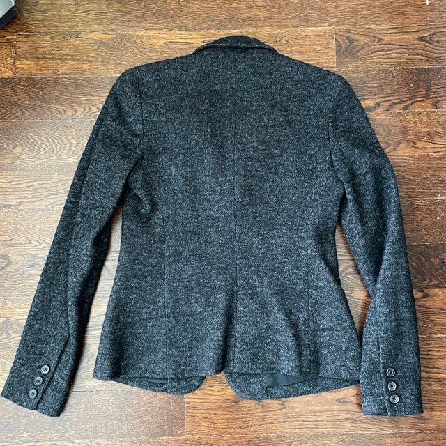 Vince Wool Blend Charcoal Gray Tweed Blazer - Size 4 - photo 3