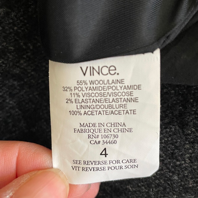 Vince Wool Blend Charcoal Gray Tweed Blazer - Size 4 - photo 4