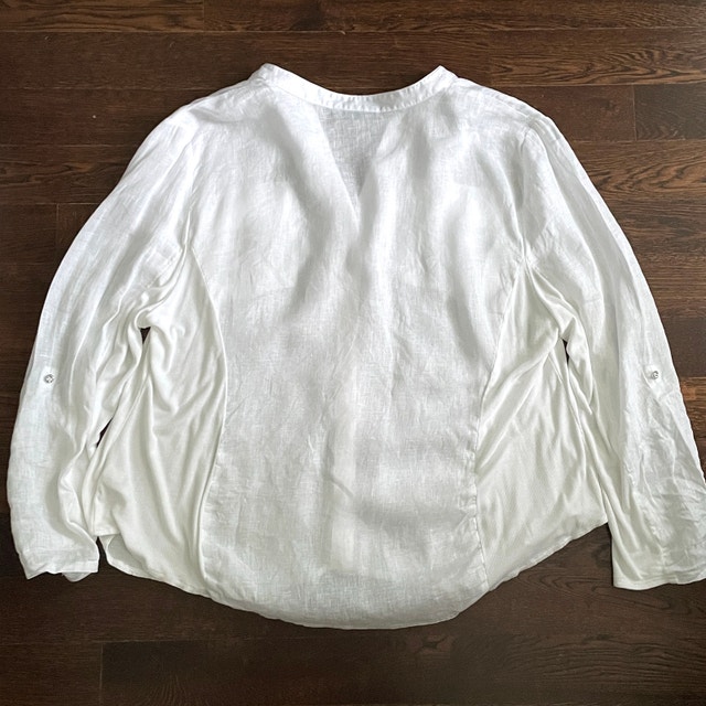 White 100% Linen Shirt Blouse - INC International Concepts - Sz. - photo 3
