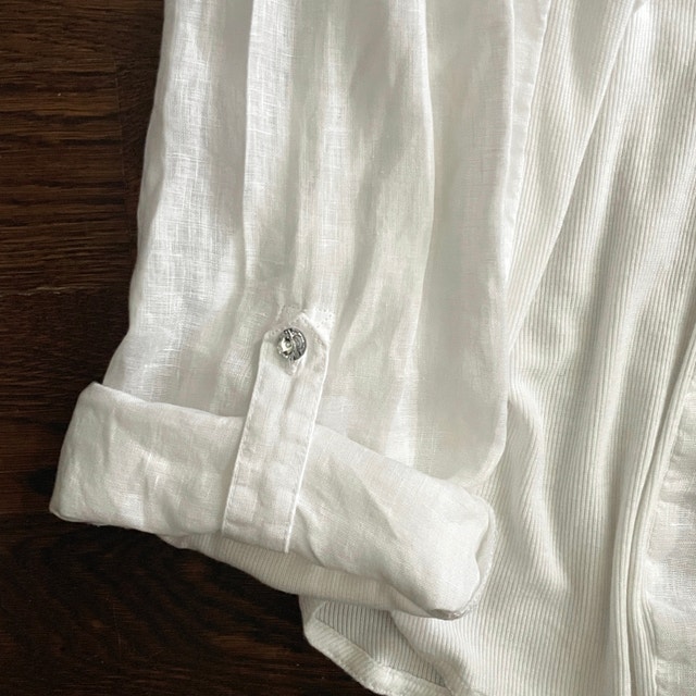 White 100% Linen Shirt Blouse - INC International Concepts - Sz. - photo 4