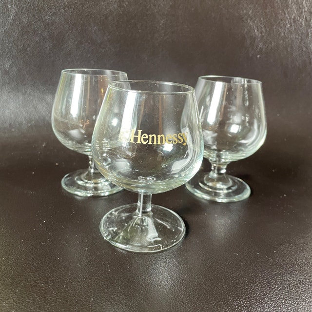 3 Cognac Brandy Snifters - one marked Hennessey