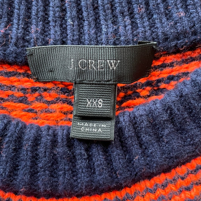 J Crew Merino Wool Blend Navy & Orange Ruffle Sleeve Sweater - X - photo 5