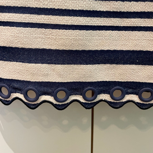 J. Crew Navy Blue Striped Scalloped Trim Dress Size 00 - photo 5