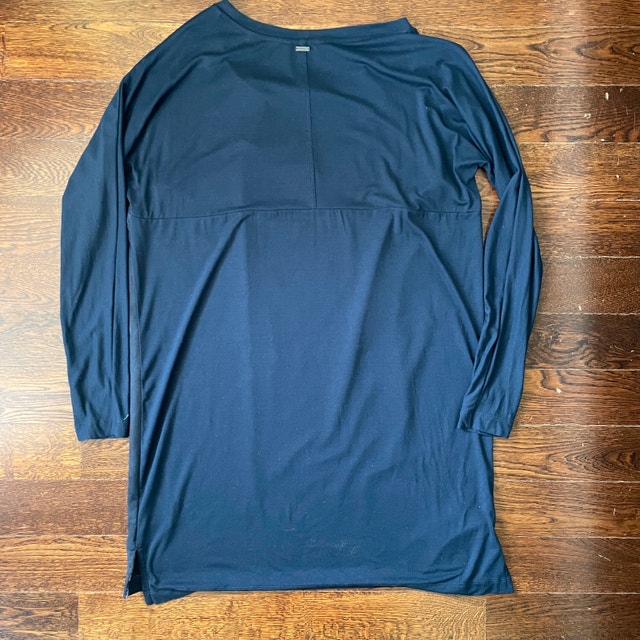 Sandwich Teal Blue Faux Suede Tunic Top Slinky Mini Dress-Medium - photo 4