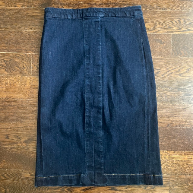 Derek Lam Designer Blue Jean Denim Midi Pencil Skirt - Size 4