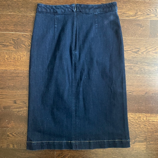 Derek Lam Designer Blue Jean Denim Midi Pencil Skirt - Size 4 - photo 2