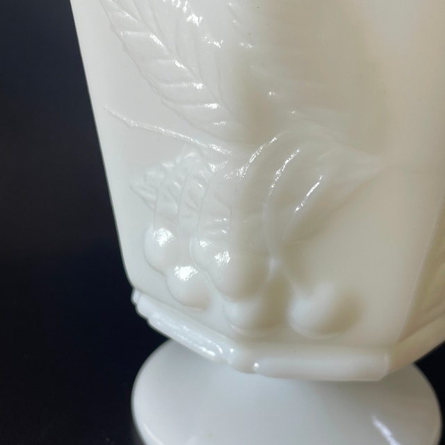 50s Milk Glass Grapes & Cherries Napco Vase #1186 - photo 3