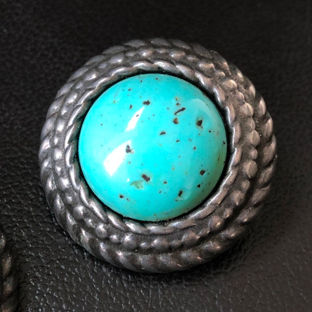 Vintage Silver-Tone Clip-On Earrings w/ Semi-Precious Stone - photo 2