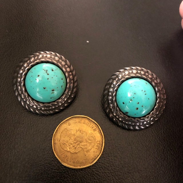 Vintage Silver-Tone Clip-On Earrings w/ Semi-Precious Stone - photo 5