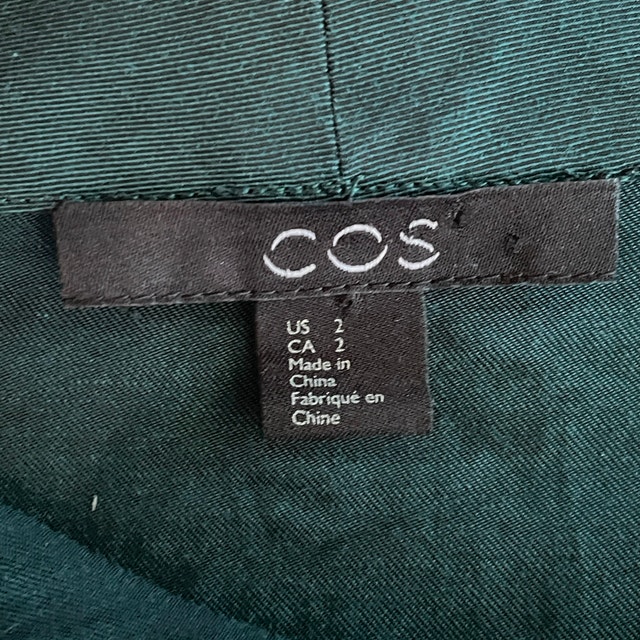 COS Forest Green Folded-Collar Draped Blouse/Tunic-Size 2 - photo 5