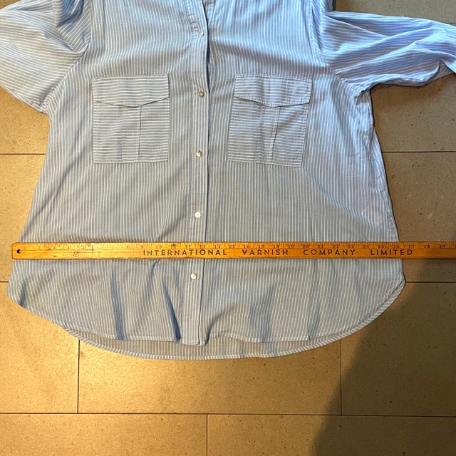 NEW H&M Blue & White cotton shirt w/ mandarin collar-Plus Sz.16 - photo 4