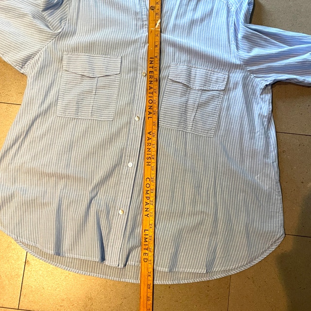 NEW H&M Blue & White cotton shirt w/ mandarin collar-Plus Sz.16 - photo 5