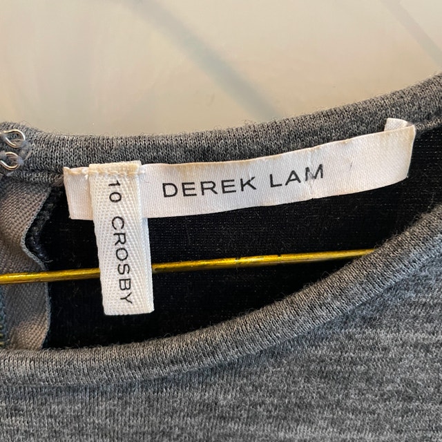 Derek Lam 10 Crosby Gray Wool Blend Dress w/ Leather Sleeves-6 - photo 3