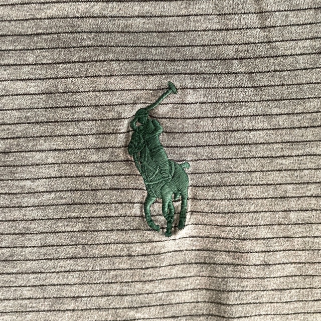 Polo Ralph Lauren Men's Polo T-Shirt Gray Stripe Green Pony-MED - photo 2