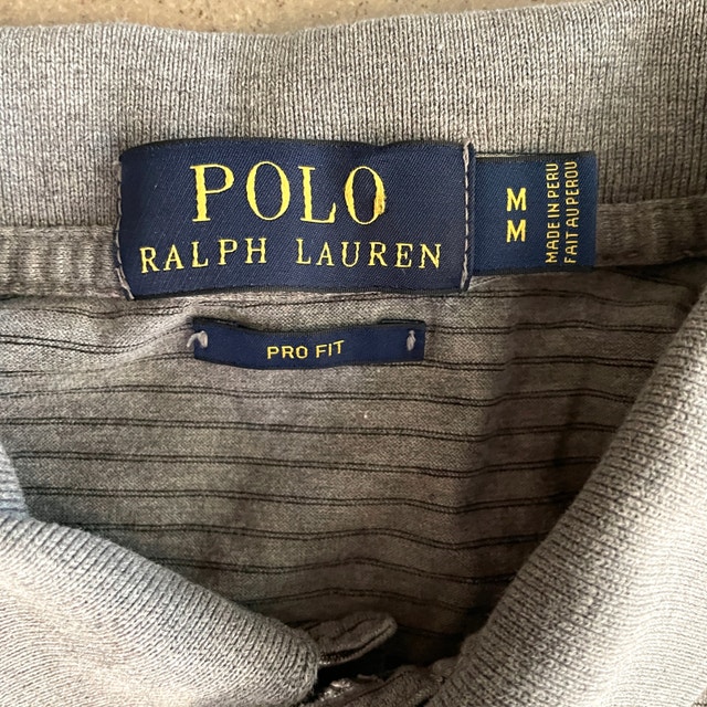 Polo Ralph Lauren Men's Polo T-Shirt Gray Stripe Green Pony-MED - photo 3