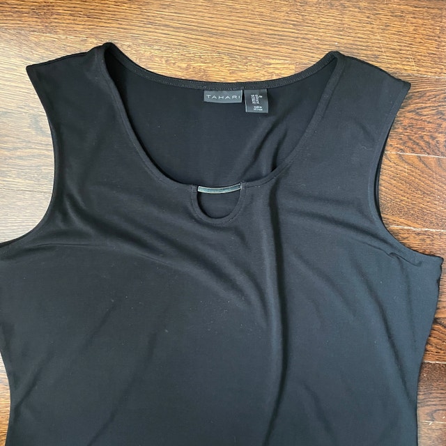 Tahari Black Tank Top with Silver Detail - Size XL - photo 2