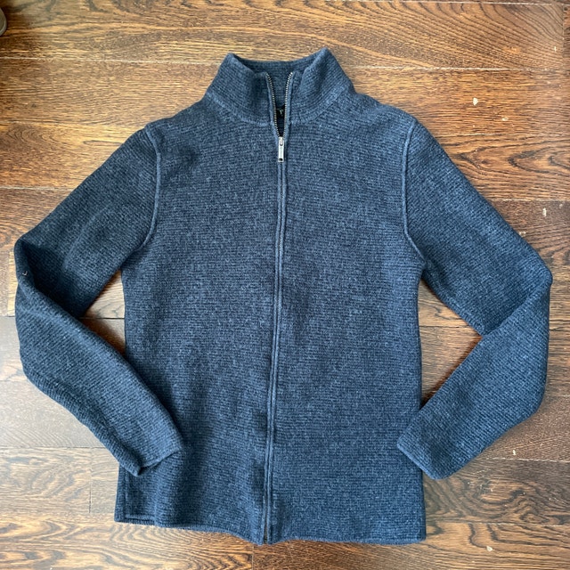 Phil Petter Men's Zipper Cardigan Sweater Wool/Cotton Blend - Sm