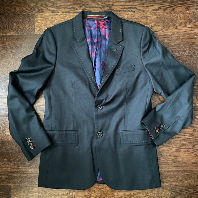 Youth Baker by Ted Baker Navy Wool Blend Blazer Jacket Sz 14