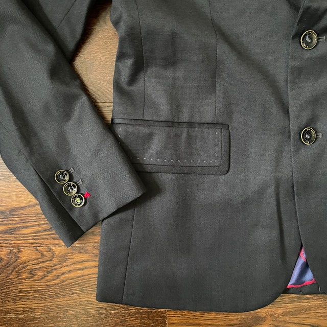 Youth Baker by Ted Baker Navy Wool Blend Blazer Jacket Sz 14 - photo 2