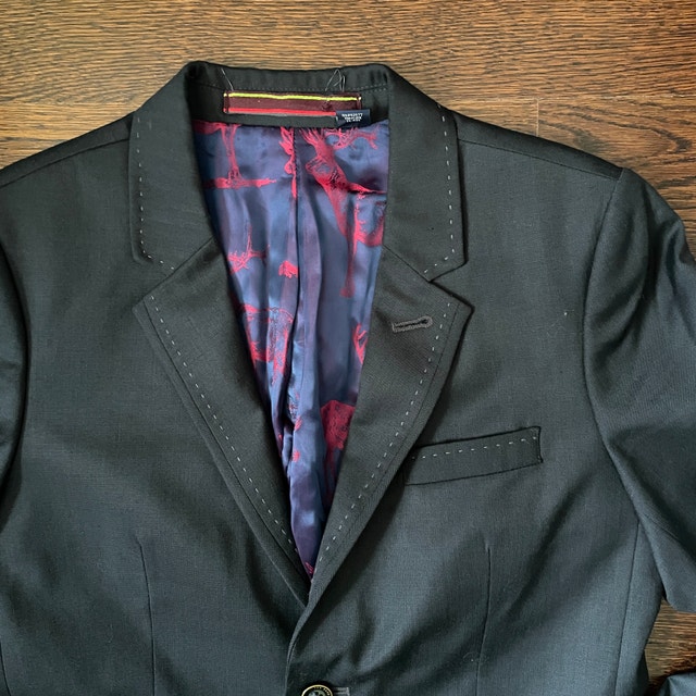 Youth Baker by Ted Baker Navy Wool Blend Blazer Jacket Sz 14 - photo 3