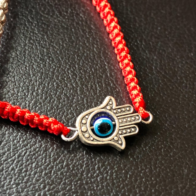 2 cool unisex cord bracelets -Evil Eye Hamsa and Malachite bead - photo 2