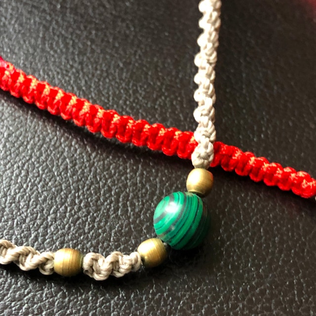2 cool unisex cord bracelets -Evil Eye Hamsa and Malachite bead - photo 3