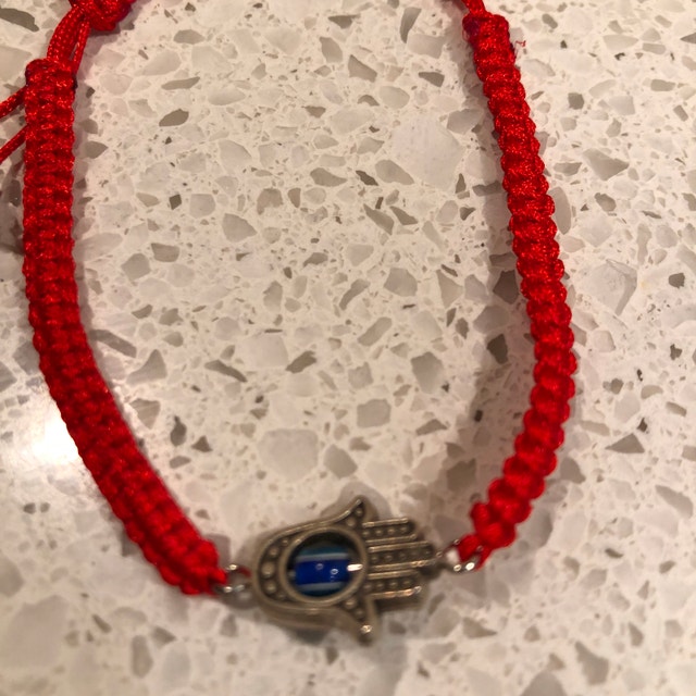 2 cool unisex cord bracelets -Evil Eye Hamsa and Malachite bead - photo 5